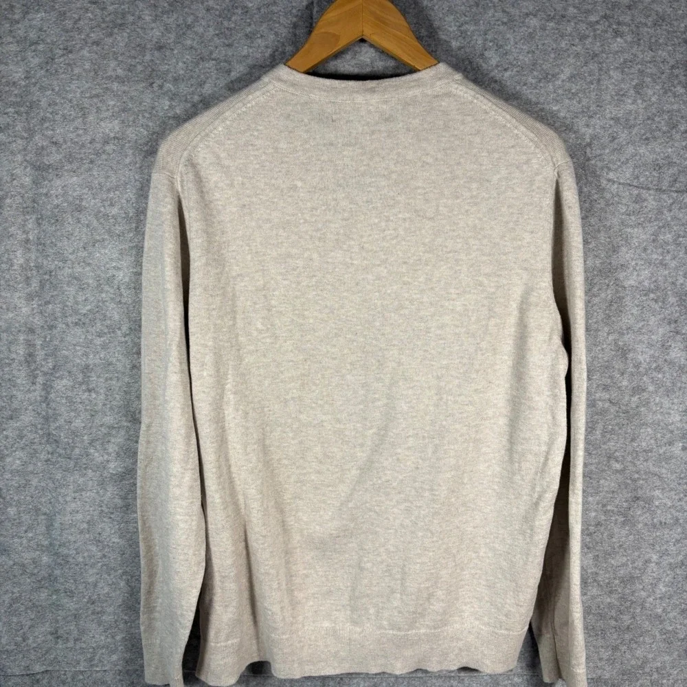 Banana Republic Premium Luxe Yarn V Neck Sweater Mens‎ LARGE Beige Long Sleeve